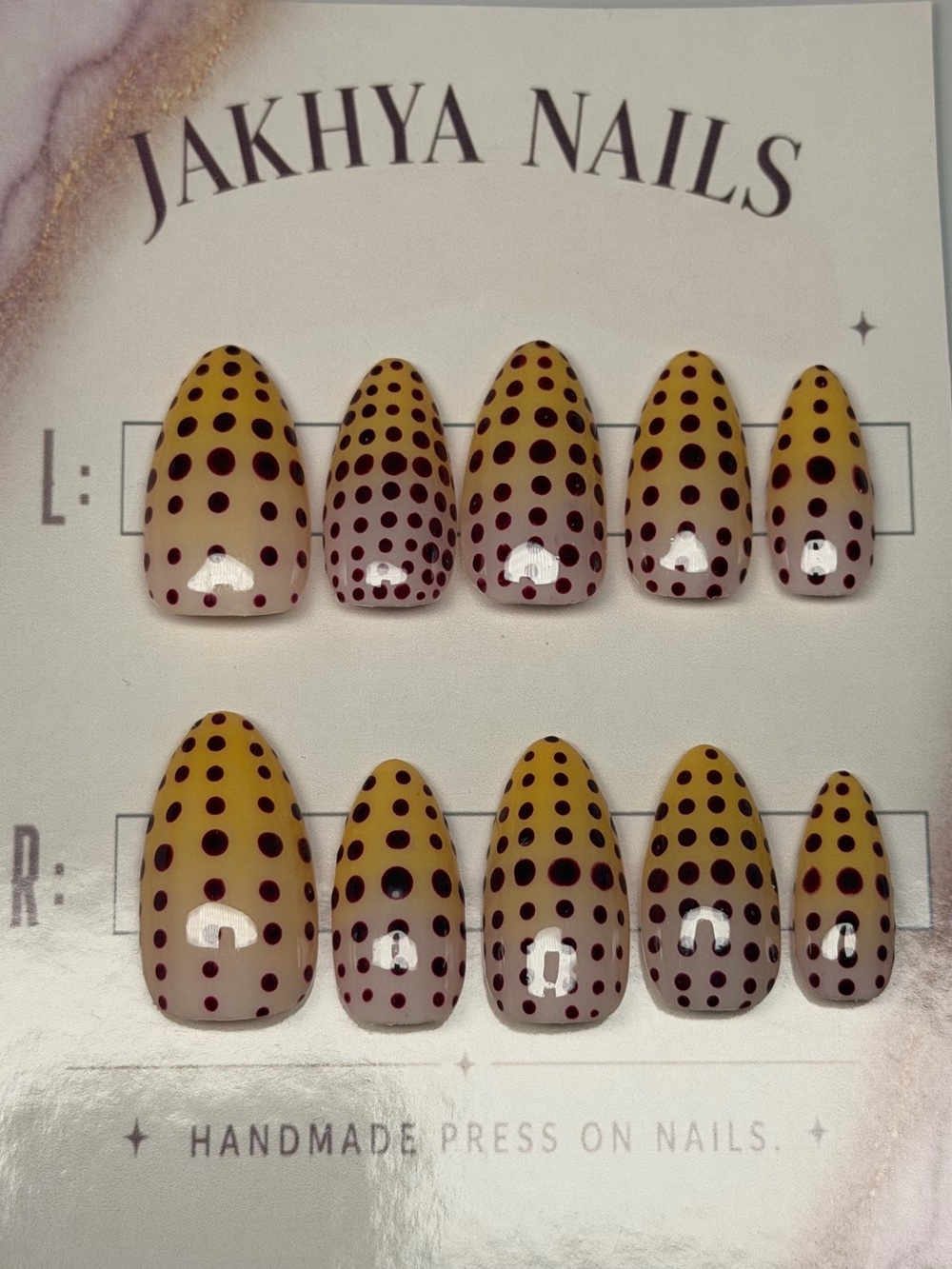 HANDMADE PRESS ON NAILS | Polka dot fall inspired press on nails
